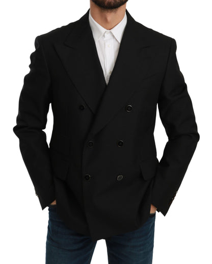 Giacca slim fit nera Cappotto Blazer in lana