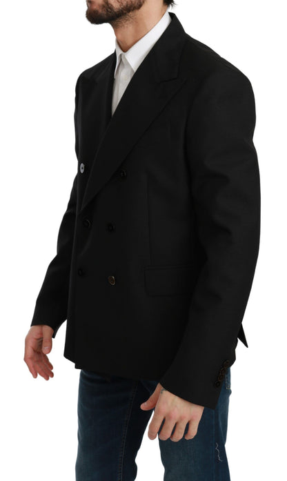 Giacca slim fit nera Cappotto Blazer in lana