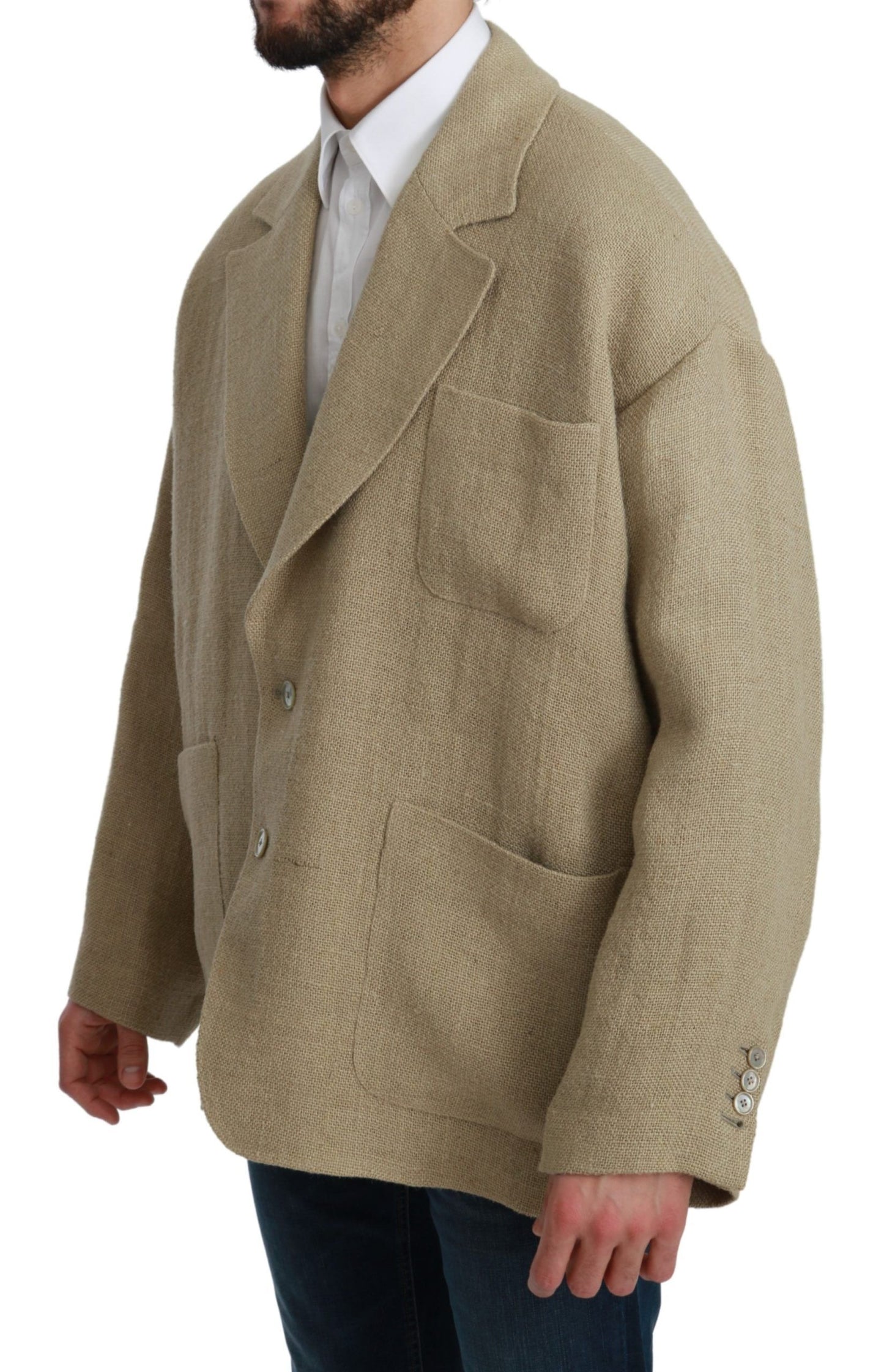 Cappotto giacca beige Cappotto blazer in iuta 100%.