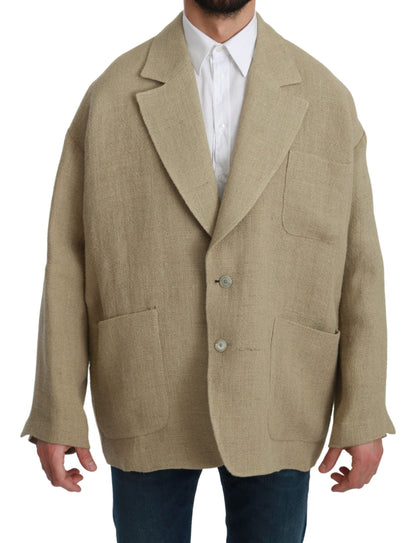 Cappotto giacca beige Cappotto blazer in iuta 100%.