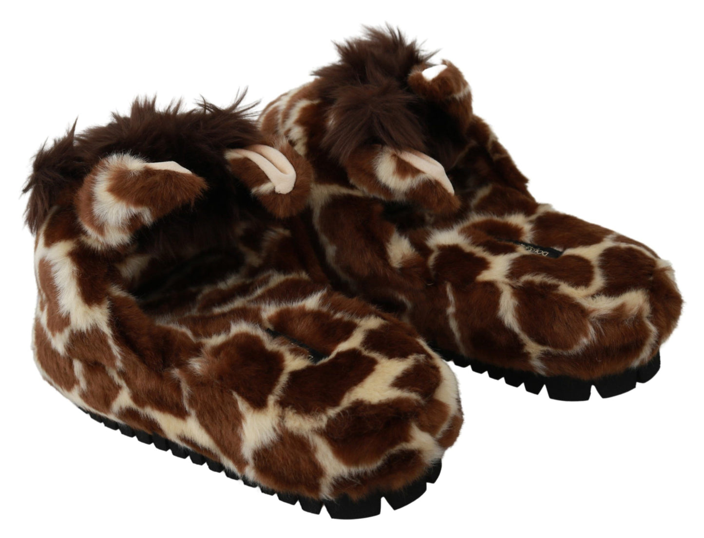 Pantoufles girafe marron, chaussures plates, sandales