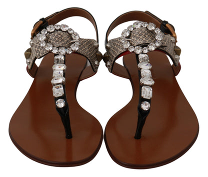 Dolce & Gabbana Elegant Strappy Sandals with Exotic Charm