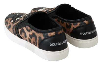 #dgfamily Loafers-Schuhe aus Leder mit Leopardenmuster