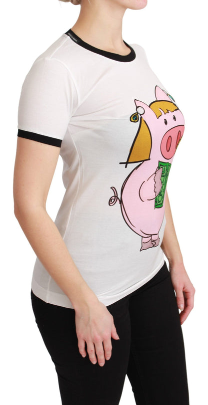 T-shirt blanc en coton ANNÉE DU COCHON