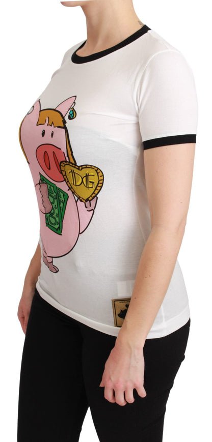 T-shirt blanc en coton ANNÉE DU COCHON