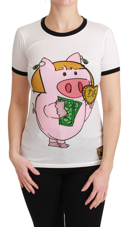 Weißes YEAR OF THE PIG Top-Baumwoll-T-Shirt