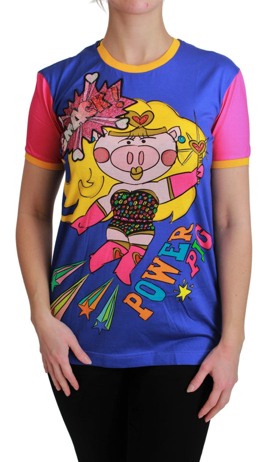 T-shirt in cotone viola PIG SUPERGIRL