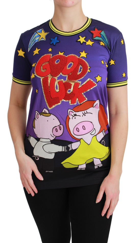 T-shirt en coton violet ANNÉE DU COCHON