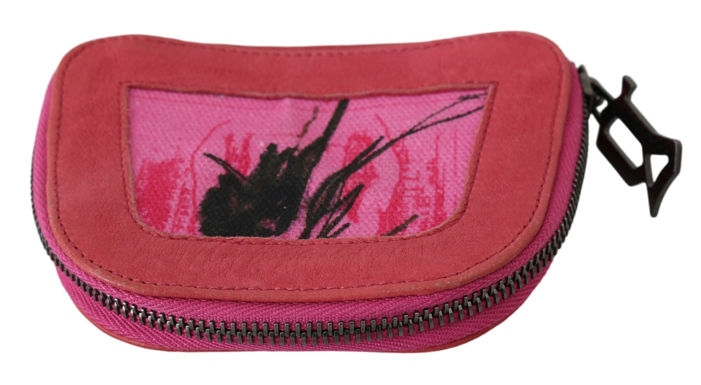 Borsa con cerniera in tessuto da donna con portamonete stampato in pelle scamosciata rosa