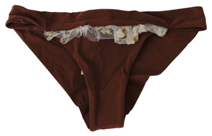 Maillot de bain bikini deux pièces en dentelle marron