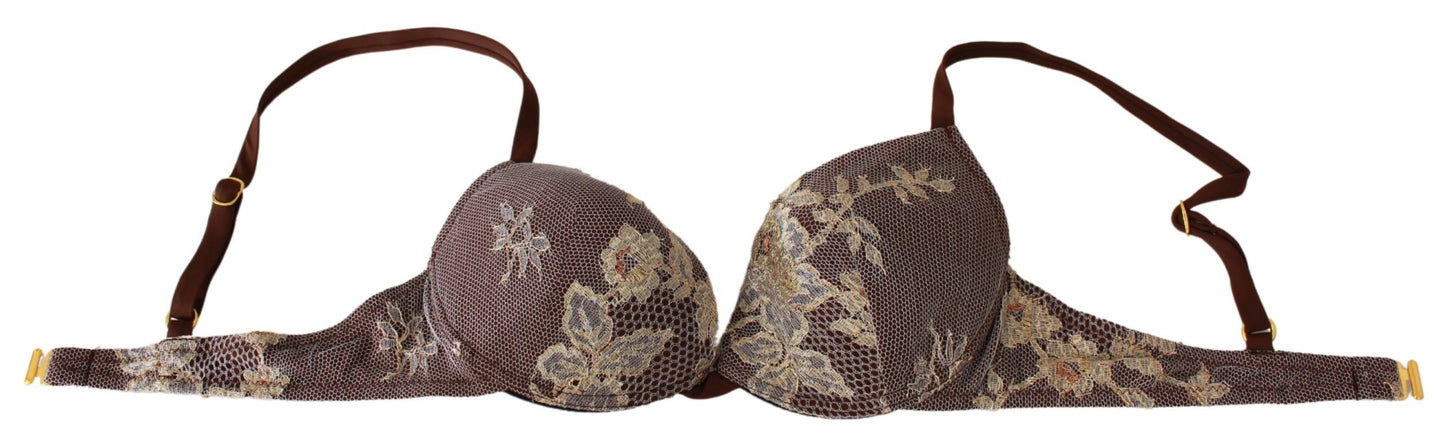 Zweiteiliger Bikini-Badeanzug aus brauner Spitze für Strandmode