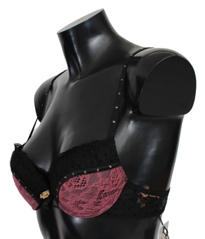 Sous-vêtements soutien-gorge push-up en dentelle rose noir