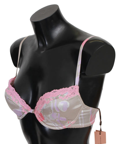 Intimo push up elasticizzato in seta di pizzo rosa