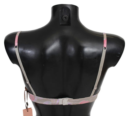 Intimo push up elasticizzato in seta di pizzo rosa