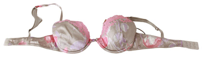 Intimo push up elasticizzato in seta di pizzo rosa