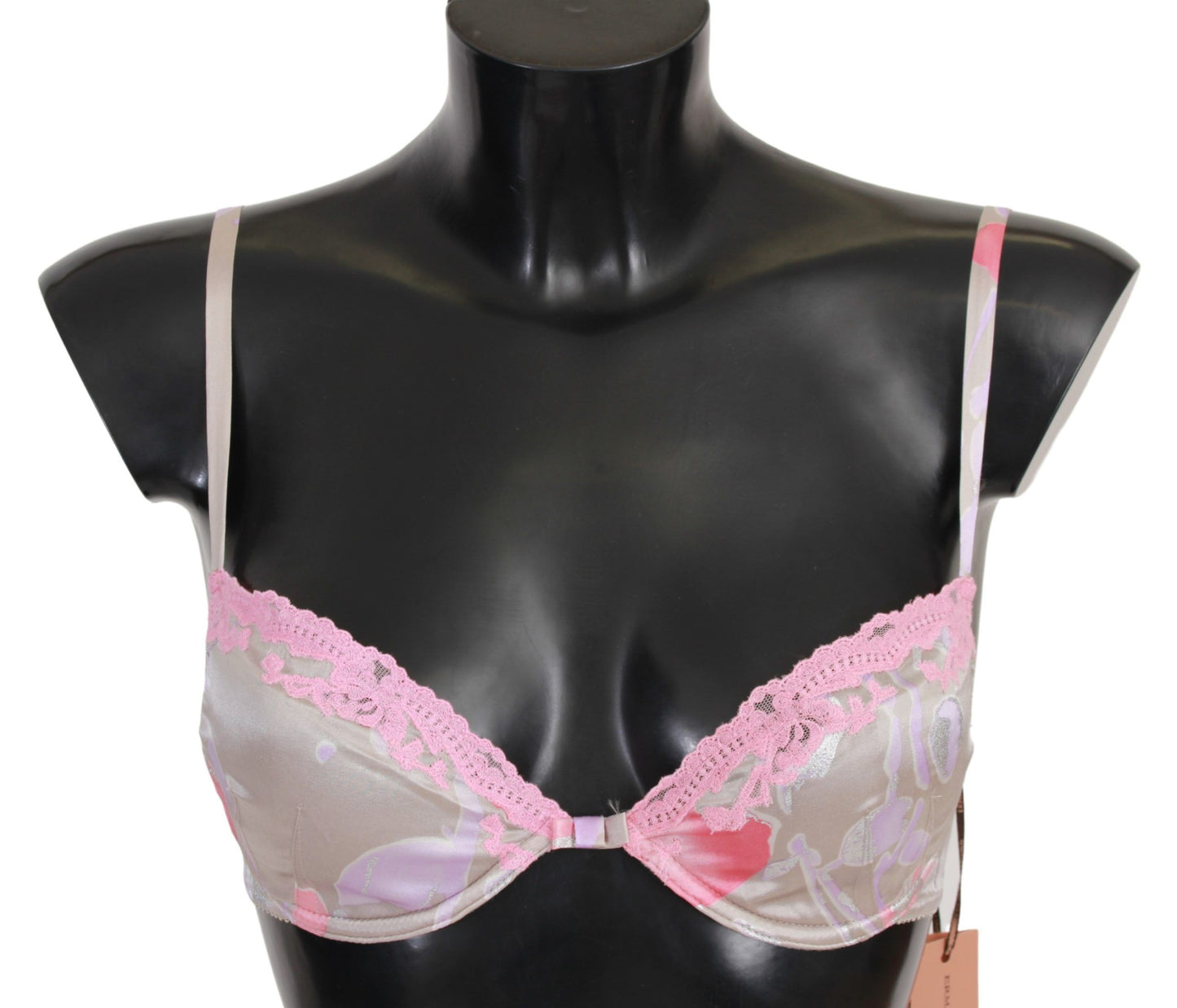 Intimo push up elasticizzato in seta di pizzo rosa