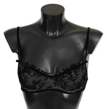 Soutien-gorge balconcino en maille noire, sous-vêtements en nylon