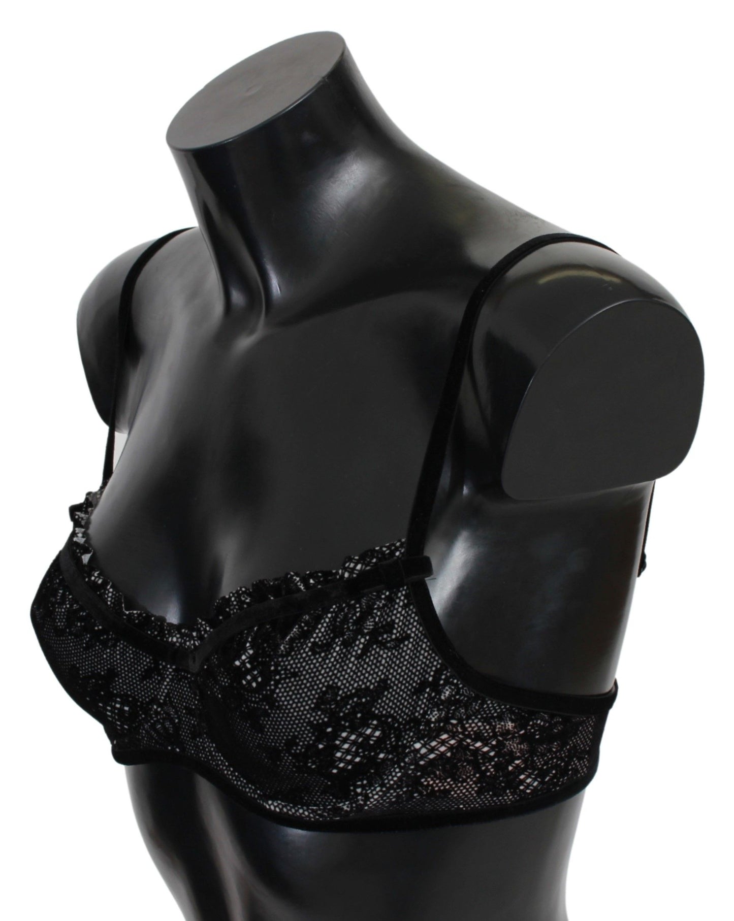 Soutien-gorge balconcino en maille noire, sous-vêtements en nylon