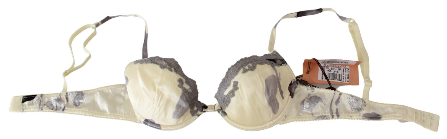 Soutien-gorge push-up en dentelle gris beige, sous-vêtements en soie