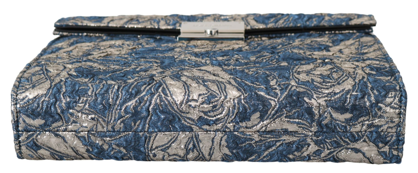 Sac porte-documents en cuir jacquard bleu argent