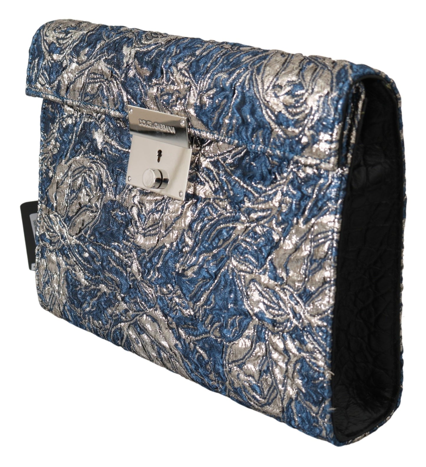 Sac porte-documents en cuir jacquard bleu argent