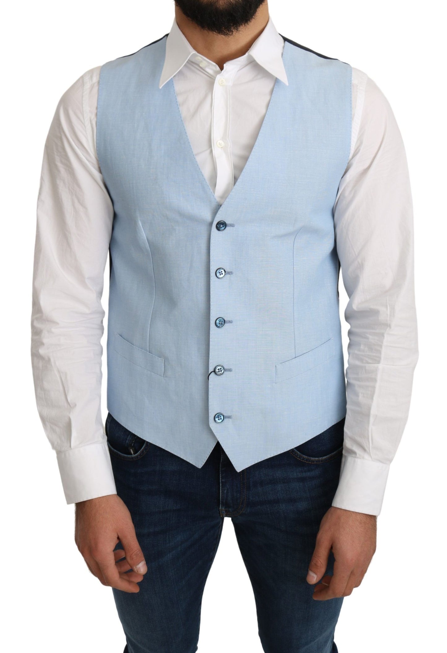 Gilet formale in viscosa elasticizzata blu