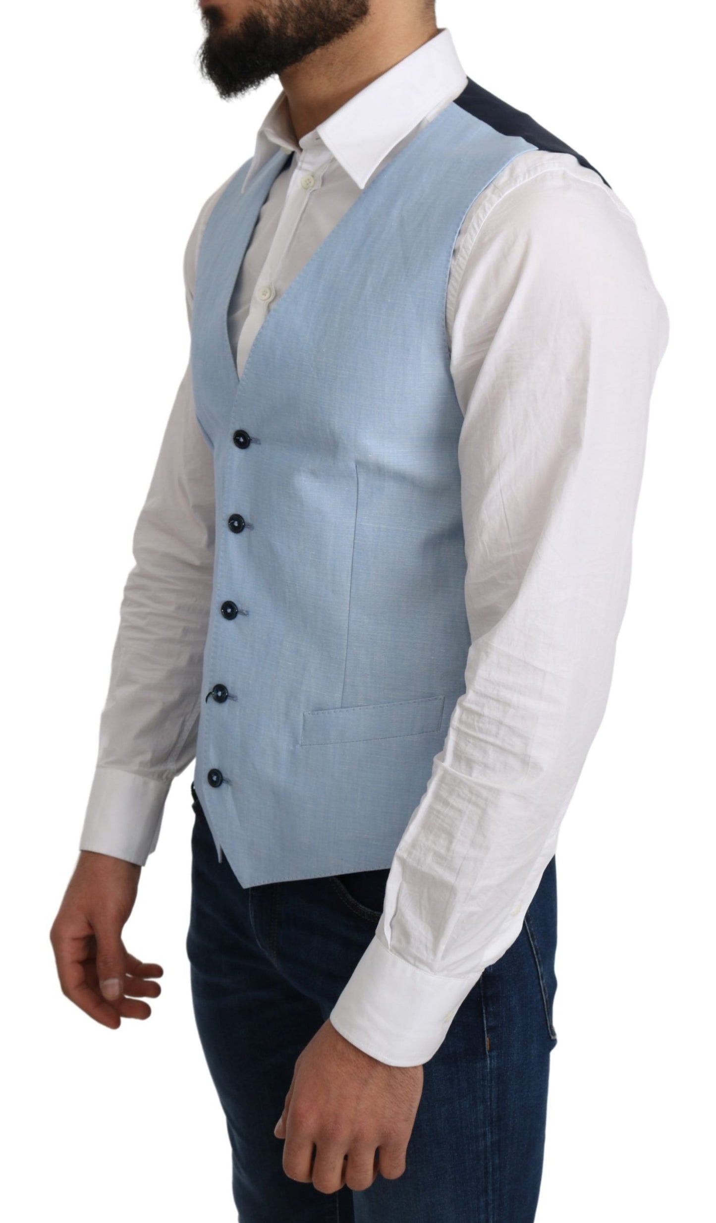 Gilet formale in viscosa elasticizzata blu