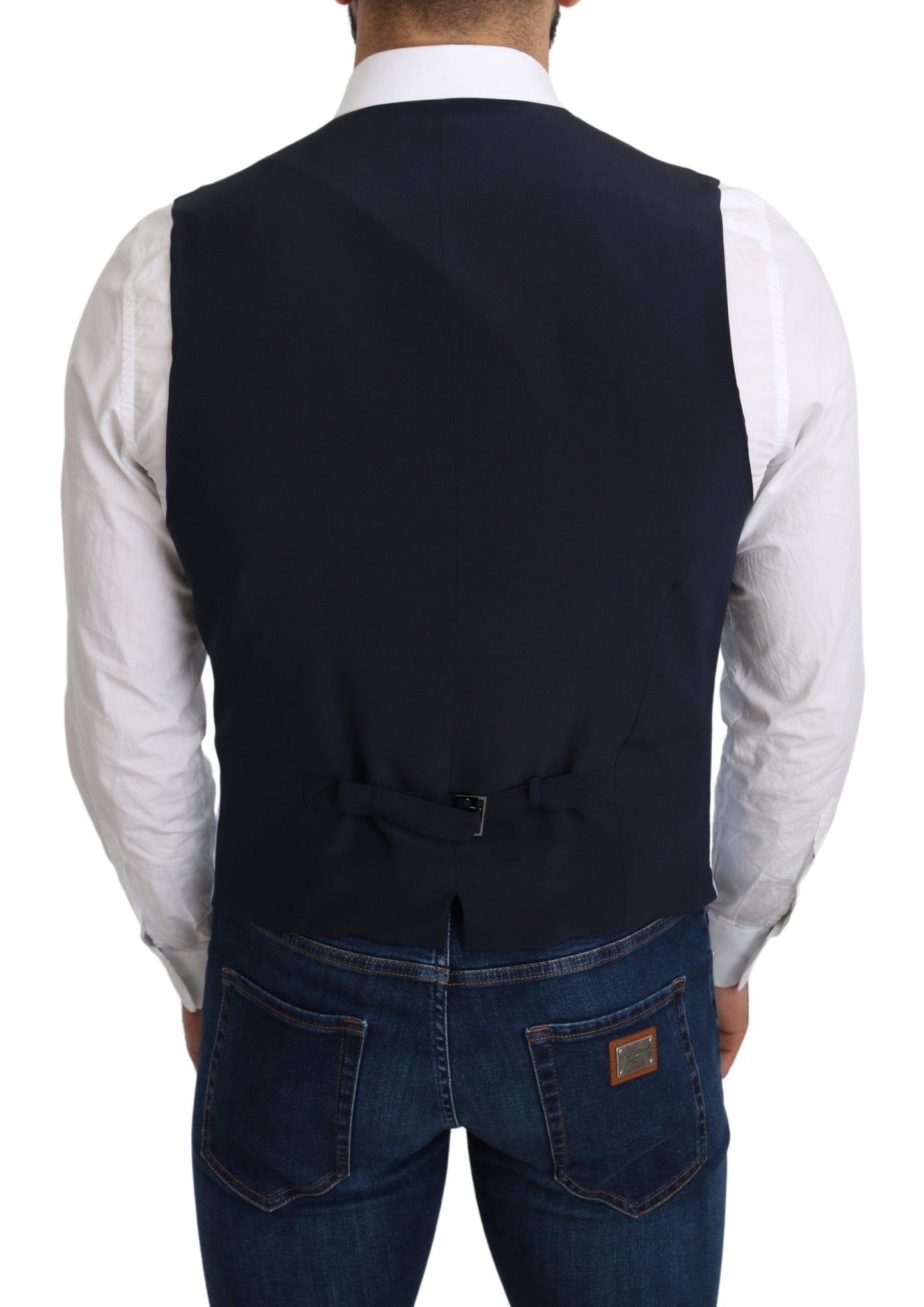 Gilet formale in viscosa elasticizzata blu