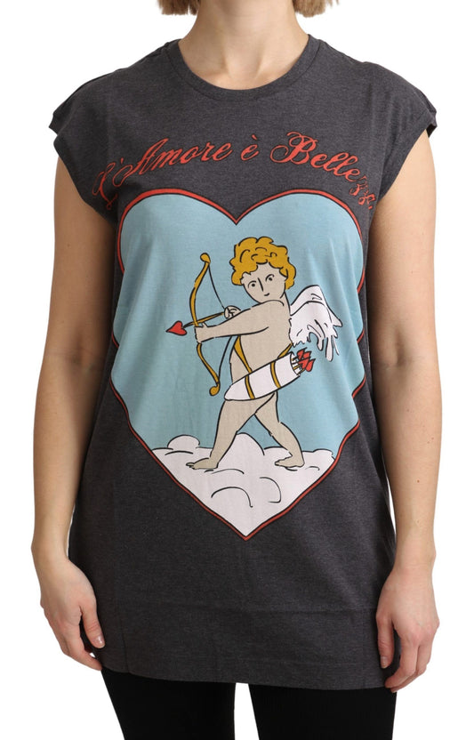 T-shirt canotta L'Amore in cotone grigio