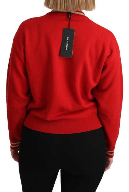 Maglione top in cartone animato di cashmere lavorato a maglia rosso