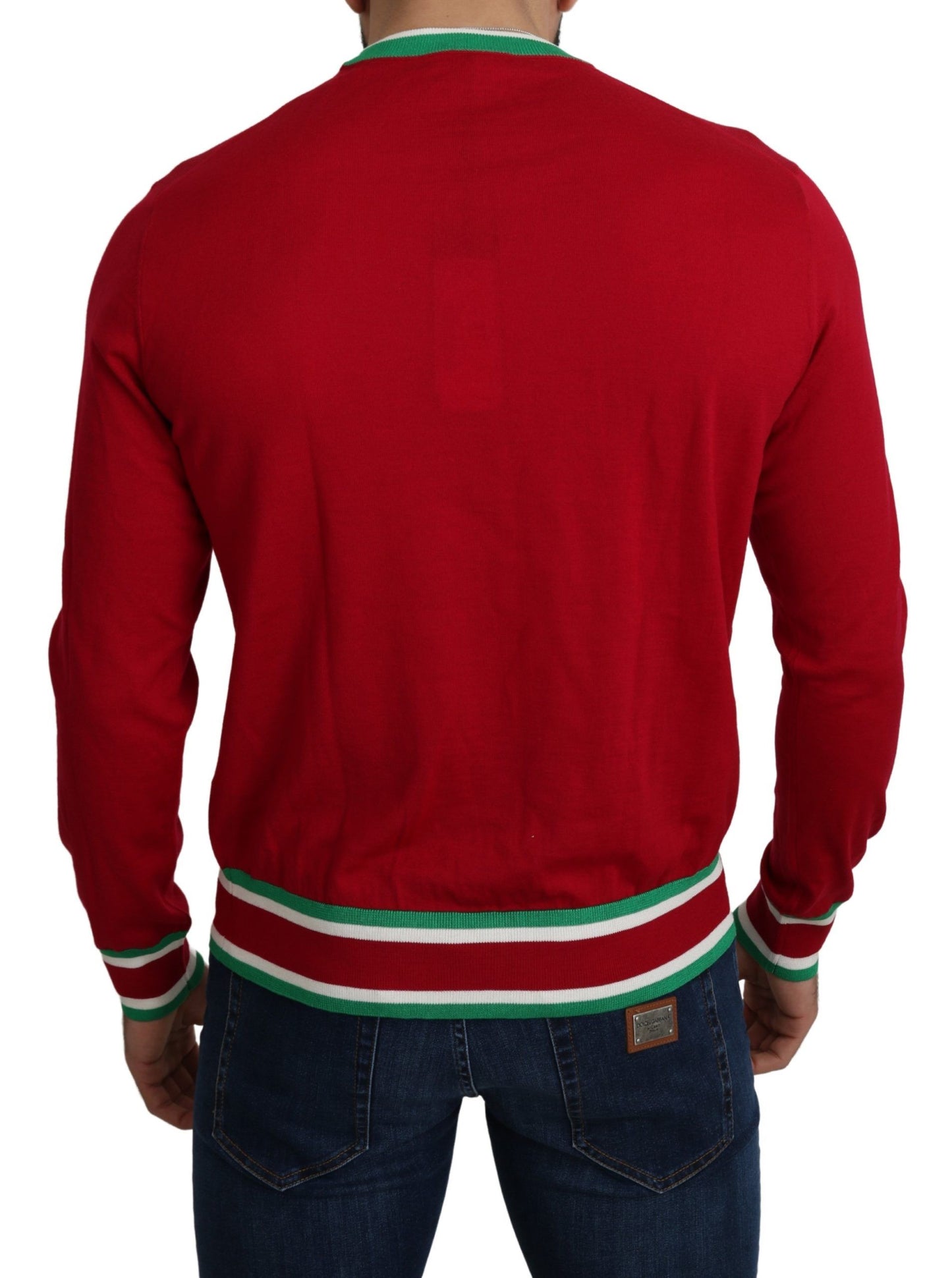 Maglione di lana rossa e seta di maiale dell'anno