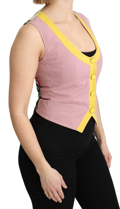 Top in cotone con gilet senza maniche rosa