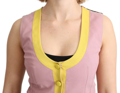 Top in cotone con gilet senza maniche rosa