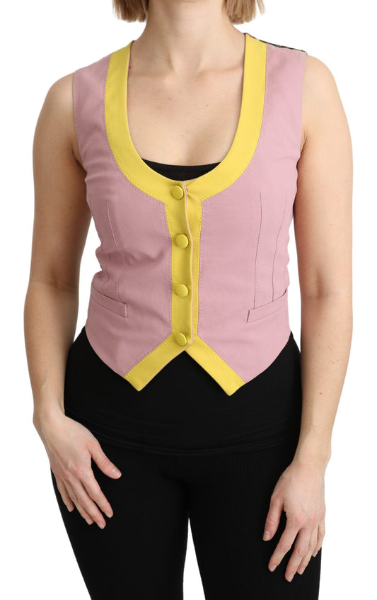 Top in cotone con gilet senza maniche rosa