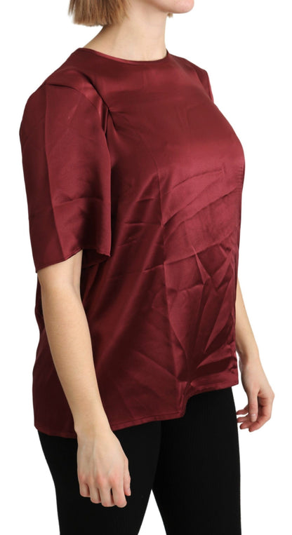 Blusa Girocollo Bordeaux Top In Seta