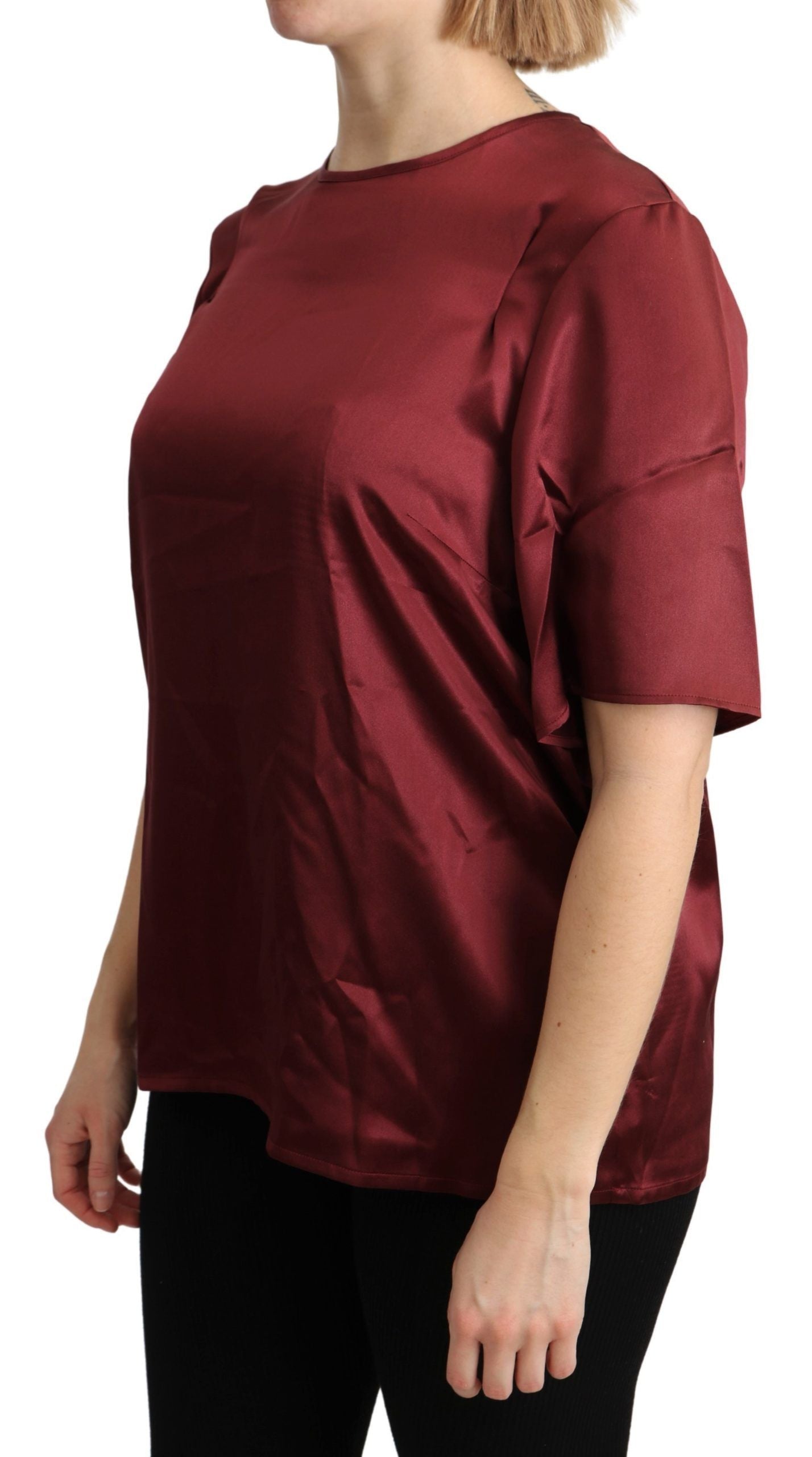 Blusa Girocollo Bordeaux Top In Seta