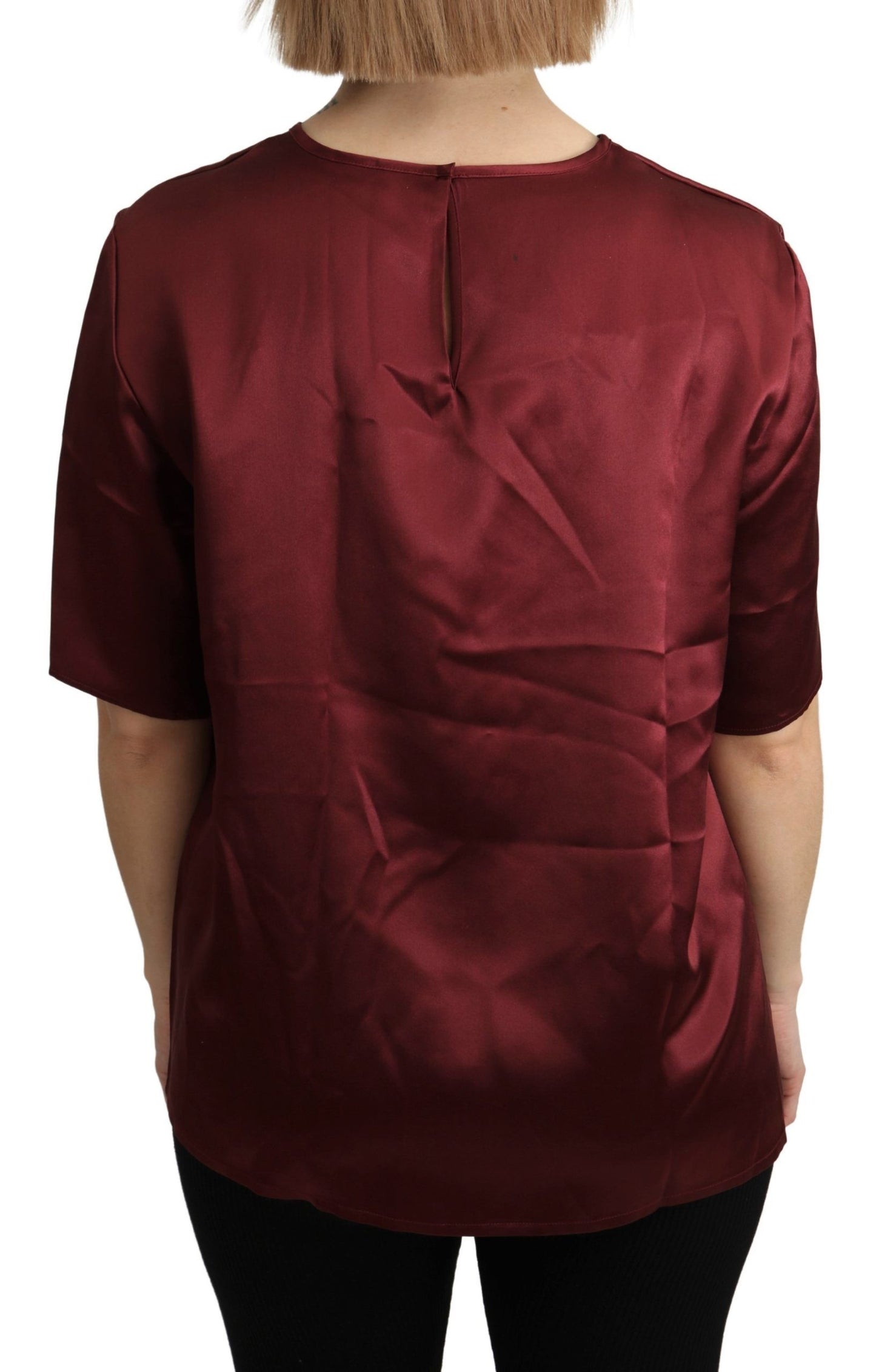 Blusa Girocollo Bordeaux Top In Seta