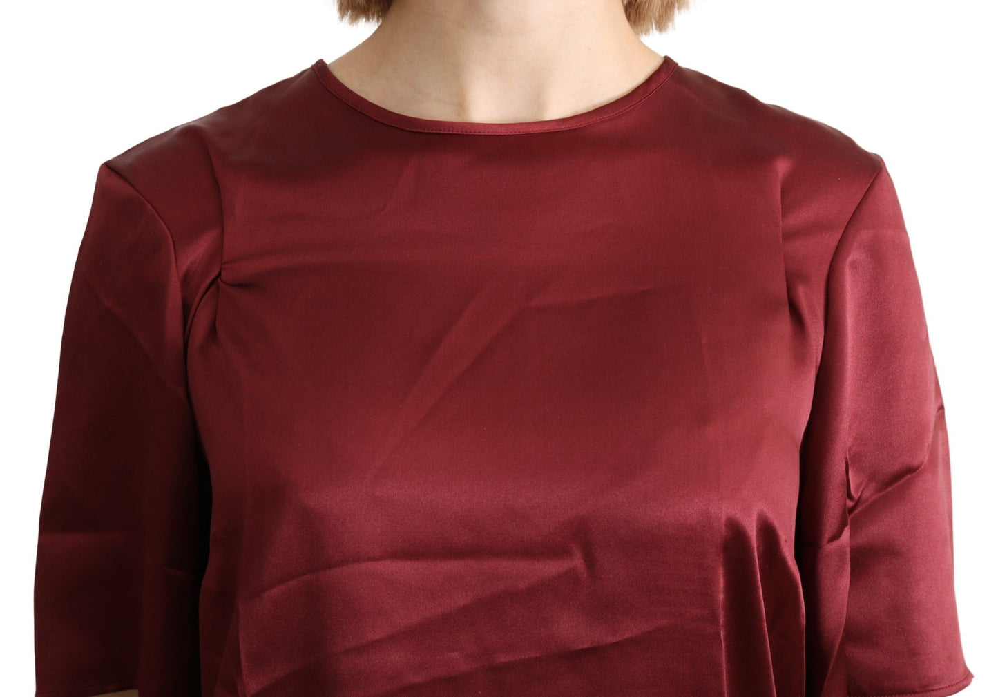 Blusa Girocollo Bordeaux Top In Seta