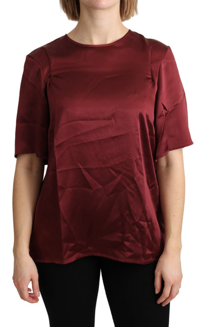 Blusa Girocollo Bordeaux Top In Seta