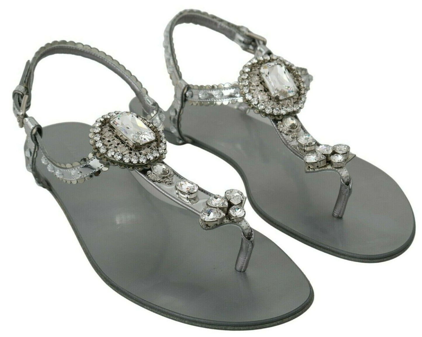 Silberne Kristallsandalen-Flip-Flops-Schuhe