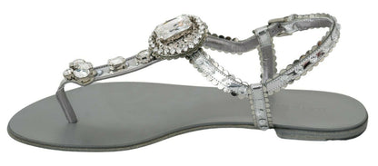 Sandales en cristal argenté, tongs, chaussures