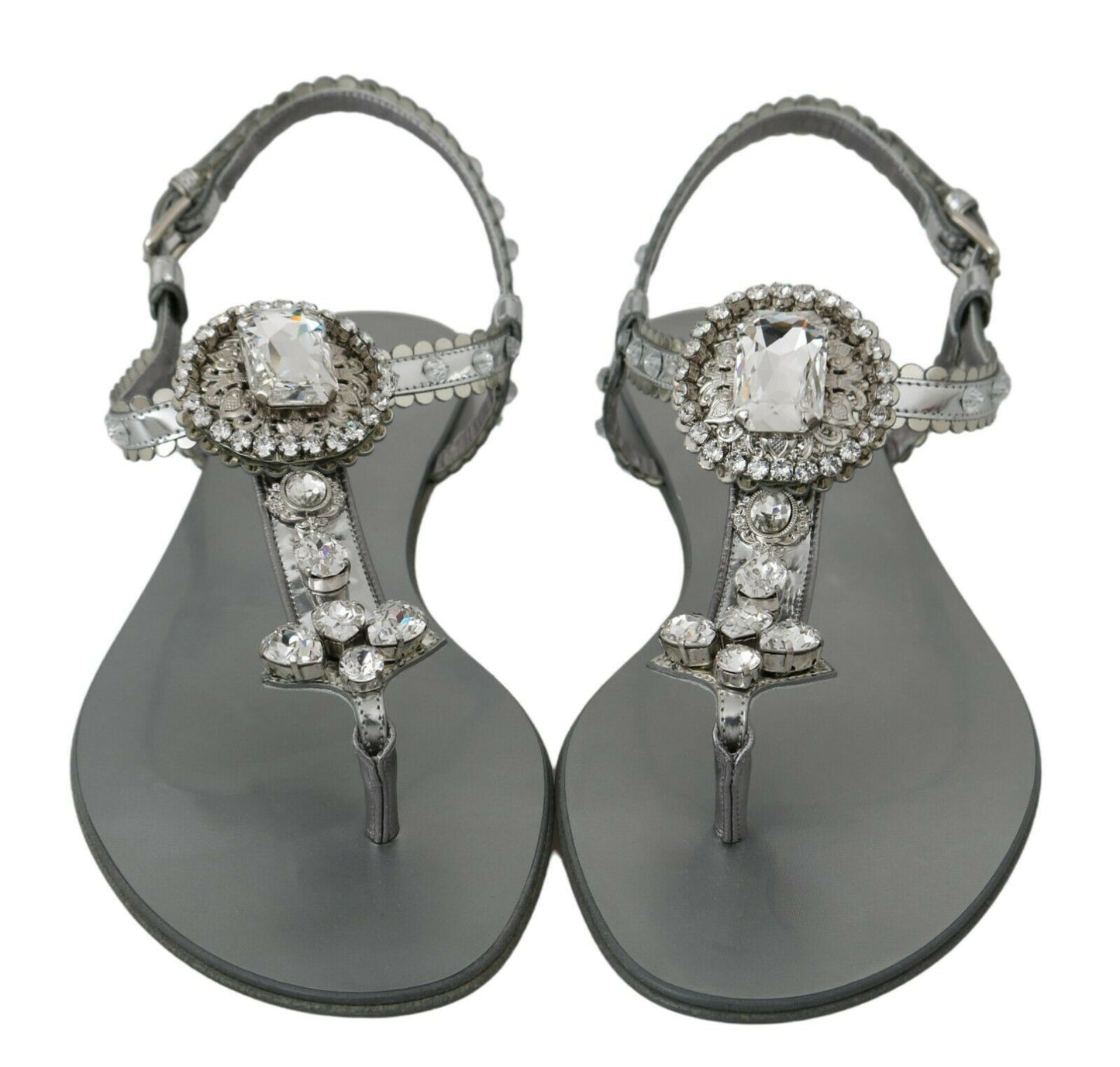 Sandales en cristal argenté, tongs, chaussures