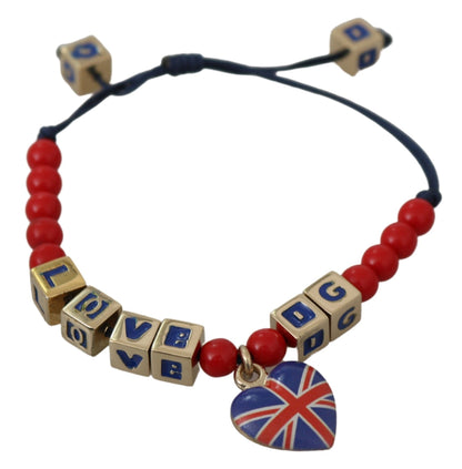 Rot-blaues Perlenarmband mit DG LOVES LONDON-Flagge