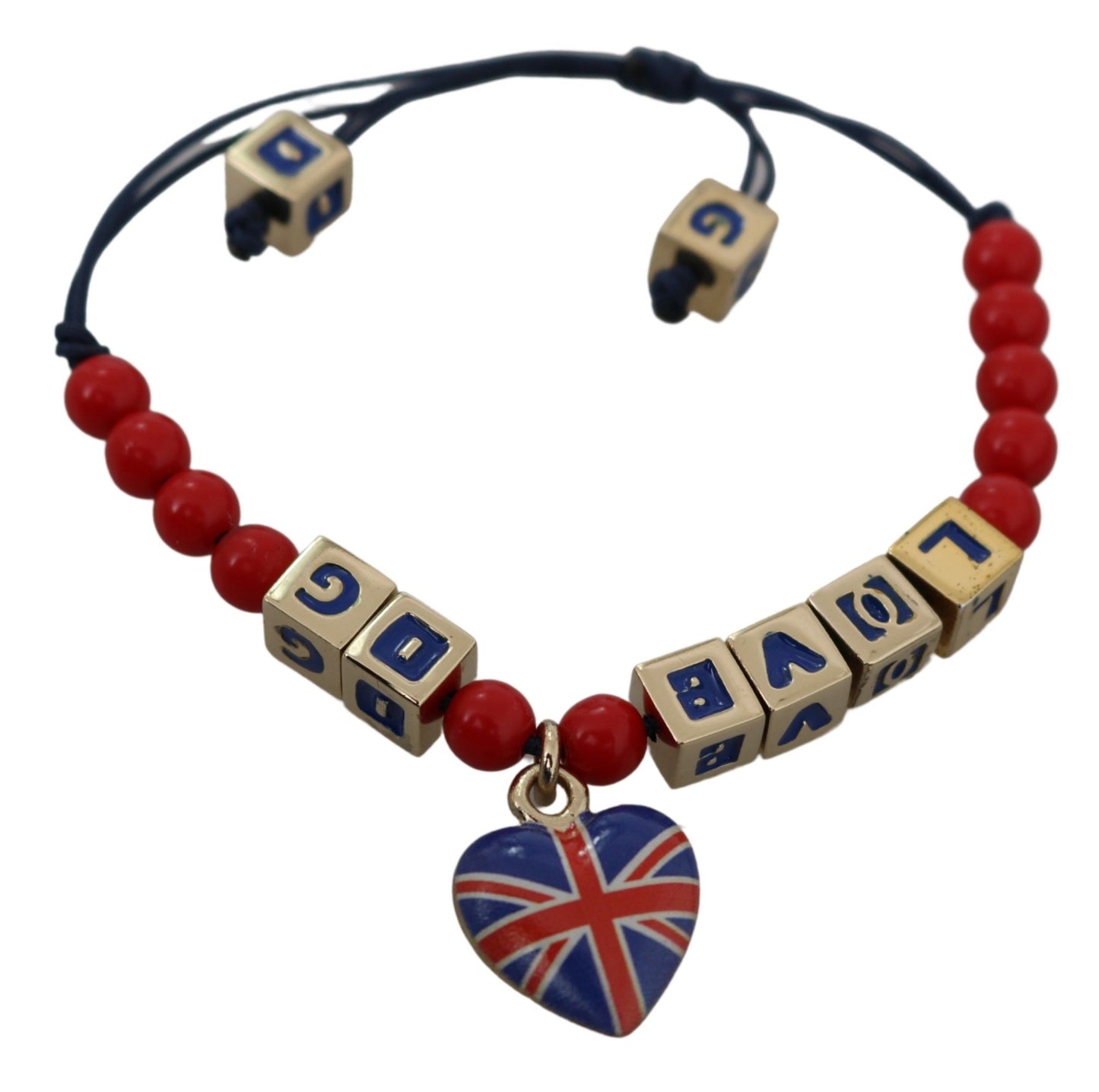 Rot-blaues Perlenarmband mit DG LOVES LONDON-Flagge