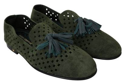 Chaussures de mocassins de pantoufles respirantes en daim vert