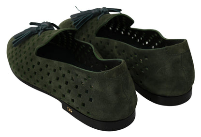 Chaussures de mocassins de pantoufles respirantes en daim vert