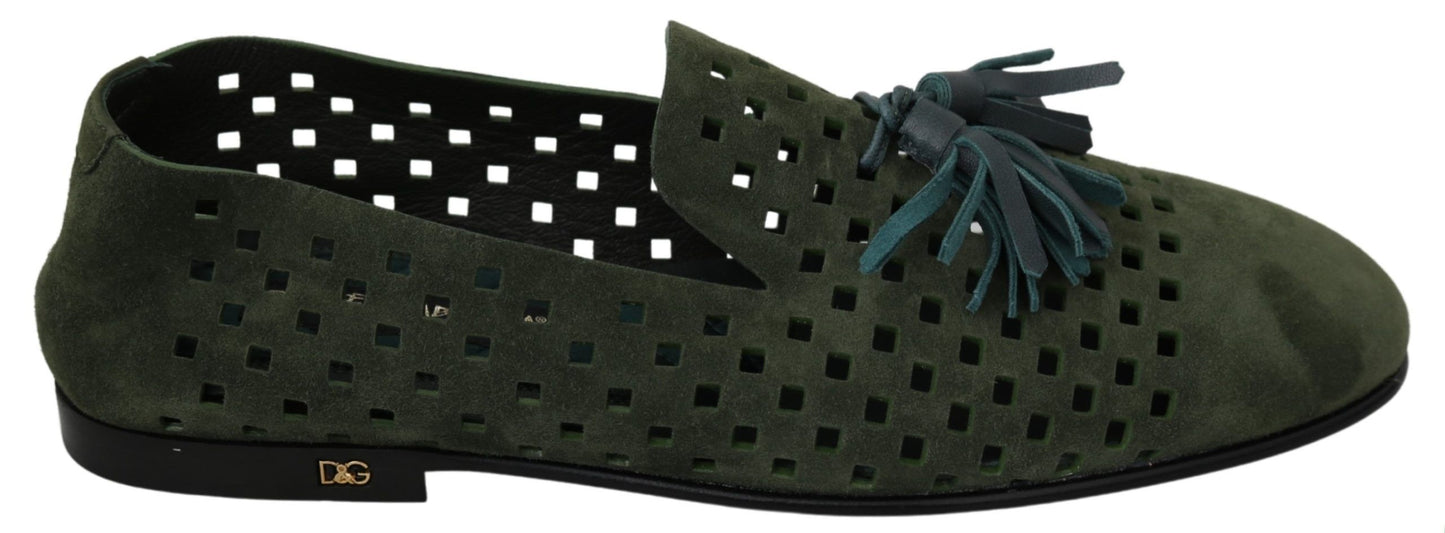 Chaussures de mocassins de pantoufles respirantes en daim vert