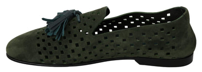 Chaussures de mocassins de pantoufles respirantes en daim vert