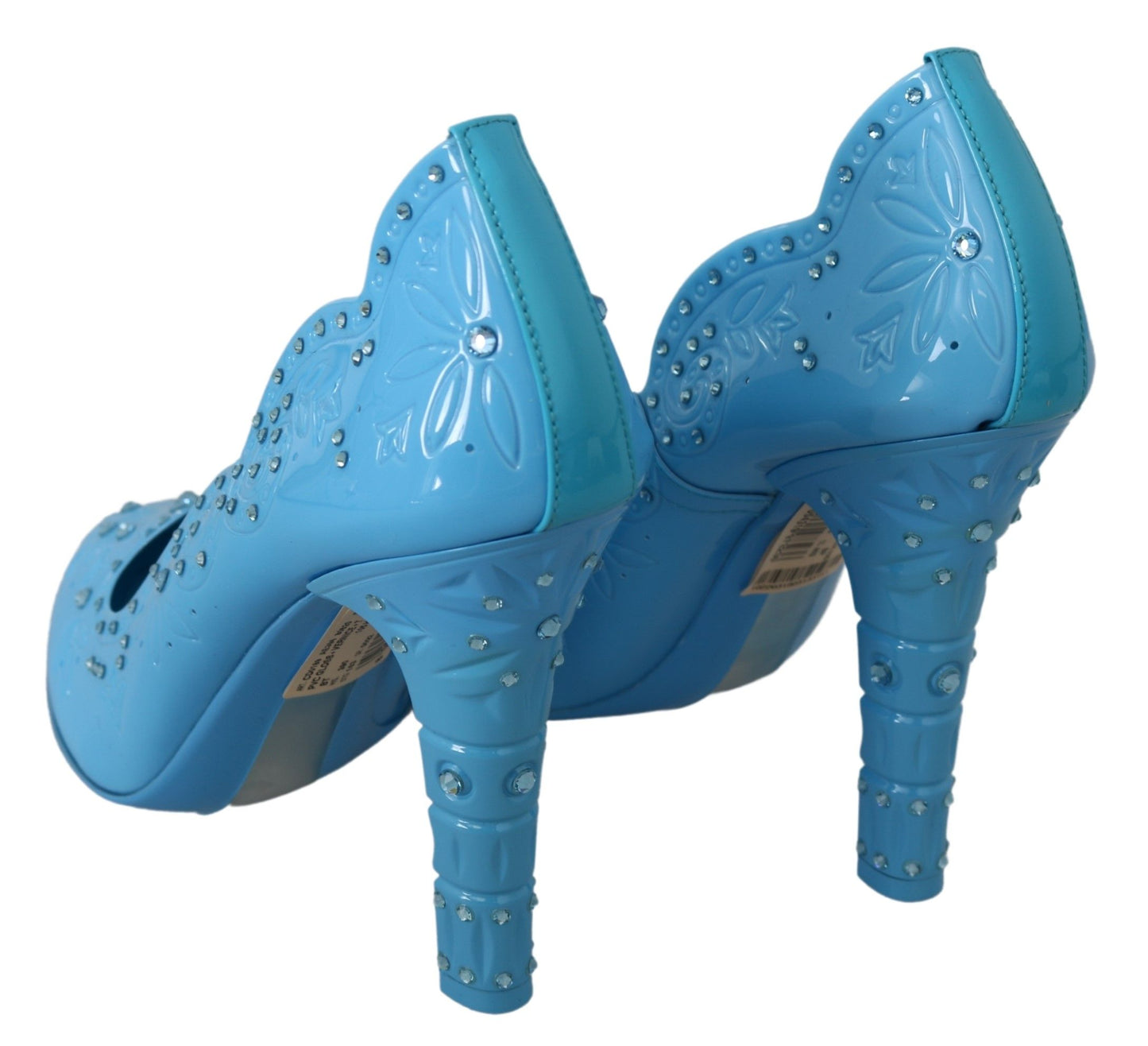 Blaue CINDERELLA-Absatzschuhe mit Kristallblumenmuster