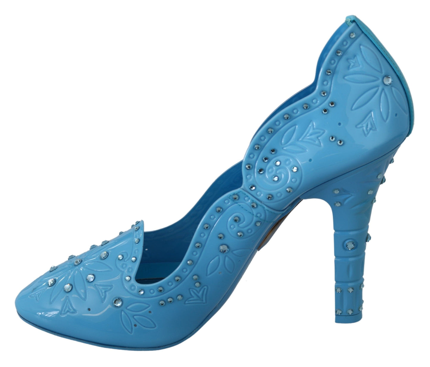 Chaussures à talons CENDRILLON florales en cristal bleu